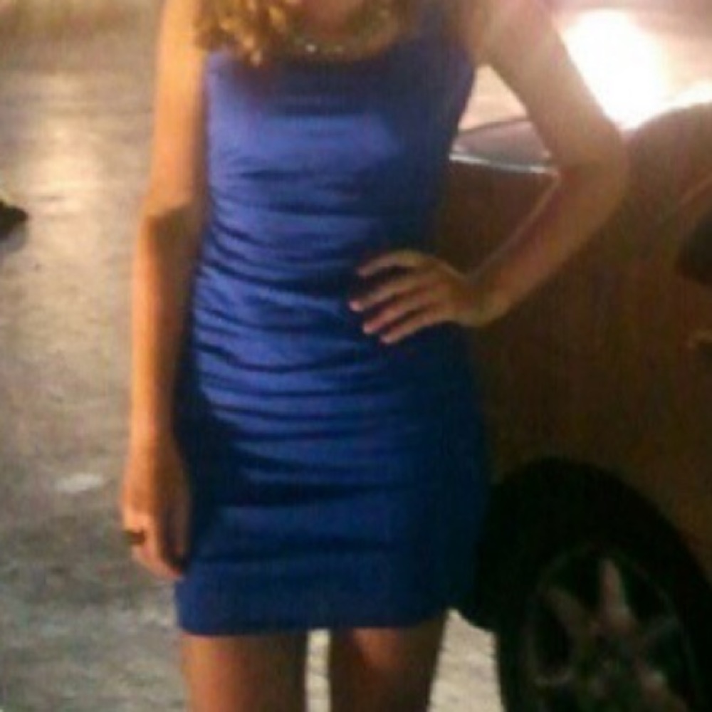 Blue Ruched Express Dress
